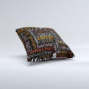 Cafe Word Cloud Ink-Fuzed Decorative Throw Pillow