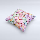 Candy Worded Hearts ink-Fuzed Decorative Throw Pillow