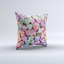 Candy Worded Hearts ink-Fuzed Decorative Throw Pillow