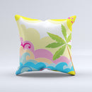 Cartoon Bright Palm Tree Beach ink-Fuzed Decorative Throw Pillow