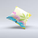 Cartoon Bright Palm Tree Beach ink-Fuzed Decorative Throw Pillow
