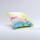 Cartoon Bright Palm Tree Beach ink-Fuzed Decorative Throw Pillow