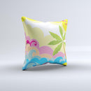 Cartoon Bright Palm Tree Beach ink-Fuzed Decorative Throw Pillow