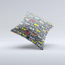 Cartoon Color-Eyed Black Owls Ink-Fuzed Decorative Throw Pillow