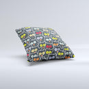 Cartoon Color-Eyed Black Owls Ink-Fuzed Decorative Throw Pillow