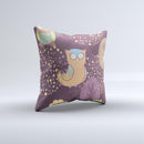 Cartoon Curious Owls ink-Fuzed Decorative Throw Pillow