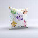 Cartoon Emotional Owls with Polkadots Ink-Fuzed Decorative Throw Pillow