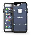 Cartoon Eyes Mustache Over Navy Pattern - iPhone 7 or 7 Plus Commuter Case Skin Kit