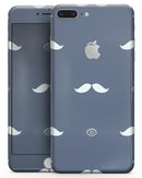 Cartoon Eyes Mustache Over Navy Pattern - Skin-kit for the iPhone 8 or 8 Plus