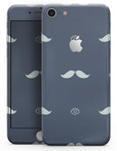 Cartoon Eyes Mustache Over Navy Pattern - Skin-kit for the iPhone 8 or 8 Plus