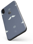 Cartoon Eyes Mustache Over Navy Pattern - iPhone X Skin-Kit