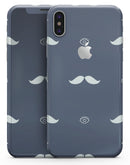 Cartoon Eyes Mustache Over Navy Pattern - iPhone X Skin-Kit