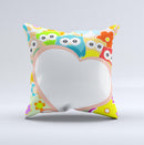 Cartoon Owls with Big Heart Ink-Fuzed Decorative Throw Pillow