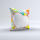 Cartoon Owls with Big Heart Ink-Fuzed Decorative Throw Pillow