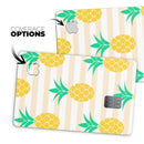Cartoon Pineapples Over Stripes - Premium Protective Decal Skin-Kit for the Apple Credit Card