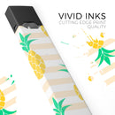 Cartoon Pineapples Over Stripes - Premium Decal Protective Skin-Wrap Sticker compatible with the Juul Labs vaping device