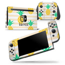 Cartoon Pineapples Over Stripes - Skin Wrap Decal for Nintendo Switch Lite Console & Dock - 3DS XL - 2DS - Pro - DSi - Wii - Joy-Con Gaming Controller