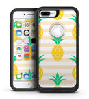 Cartoon Pineapples Over Stripes - iPhone 7 or 7 Plus Commuter Case Skin Kit