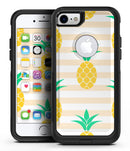 Cartoon Pineapples Over Stripes - iPhone 7 or 7 Plus Commuter Case Skin Kit