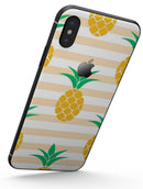 Cartoon Pineapples Over Stripes - iPhone X Skin-Kit