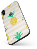 Cartoon Pineapples Over Stripes - iPhone X Skin-Kit