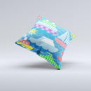 Cartoon Ships and Submarines ink-Fuzed Decorative Throw Pillow