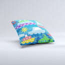 Cartoon Ships and Submarines ink-Fuzed Decorative Throw Pillow