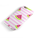 Cartoon Watermelon Over Pink Stripes iPhone 6/6s or 6/6s Plus 2-Piece Hybrid INK-Fuzed Case