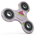 Cartoon Watermelon Over Pink Stripes Full-Body Fidget Spinner Skin-Kit