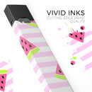 Cartoon Watermelon Over Pink Stripes - Premium Decal Protective Skin-Wrap Sticker compatible with the Juul Labs vaping device