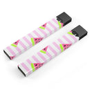 Cartoon Watermelon Over Pink Stripes - Premium Decal Protective Skin-Wrap Sticker compatible with the Juul Labs vaping device