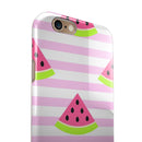 Cartoon Watermelon Over Stripes iPhone 6/6s or 6/6s Plus 2-Piece Hybrid INK-Fuzed Case