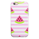 Cartoon Watermelon Over Stripes iPhone 6/6s or 6/6s Plus 2-Piece Hybrid INK-Fuzed Case