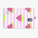 Cartoon Watermelon Over Stripes - Premium Protective Decal Skin-Kit for the Apple Credit Card