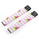 Cartoon Watermelon Over Stripes - Premium Decal Protective Skin-Wrap Sticker compatible with the Juul Labs vaping device