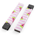 Cartoon Watermelon Over Stripes - Premium Decal Protective Skin-Wrap Sticker compatible with the Juul Labs vaping device