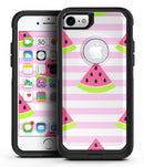 Cartoon Watermelon Over Stripes - iPhone 7 or 8 OtterBox Case & Skin Kits