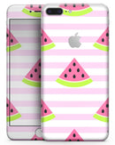 Cartoon Watermelon Over Stripes - Skin-kit for the iPhone 8 or 8 Plus