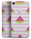 Cartoon Watermelon Over Stripes - Skin-kit for the iPhone 8 or 8 Plus