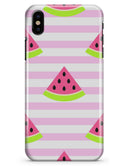 Cartoon Watermelon Over Stripes - iPhone X Clipit Case