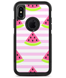 Cartoon Watermelon Over Stripes - iPhone X OtterBox Case & Skin Kits