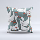 Cartoon White Geese Ink-Fuzed Decorative Throw Pillow