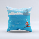 Cartoon Worm with Machine Gun Irony ink-Fuzed Decorative Throw Pillow