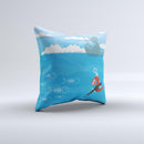 Cartoon Worm with Machine Gun Irony ink-Fuzed Decorative Throw Pillow