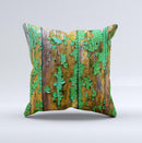 Chipped Bright Green Wood Ink-Fuzed Decorative Throw Pillow