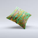 Chipped Bright Green Wood Ink-Fuzed Decorative Throw Pillow