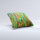 Chipped Bright Green Wood Ink-Fuzed Decorative Throw Pillow