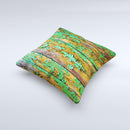 Chipped Bright Green Wood Ink-Fuzed Decorative Throw Pillow