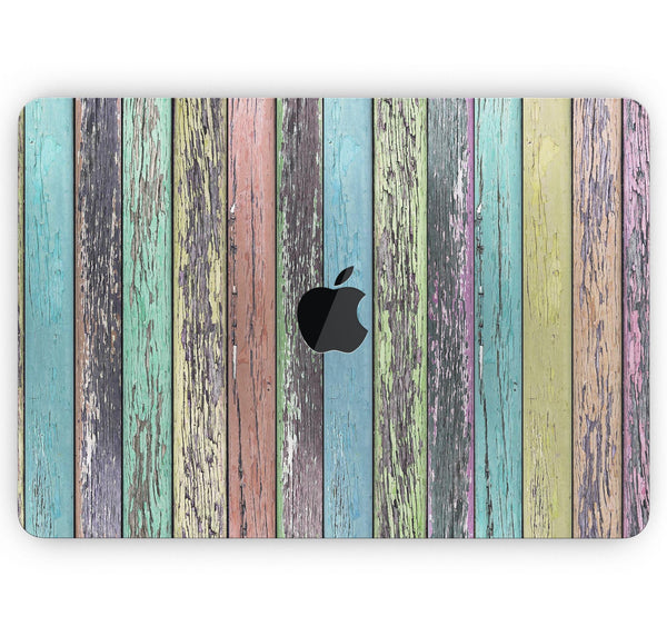 Chipped Pastel Paint on Wood - Skin Decal Wrap Kit Compatible with the Apple MacBook Pro, Pro with Touch Bar or Air (11", 12", 13", 15" & 16" - All Versions Available)