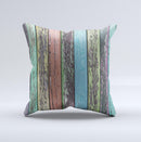 Chipped Pastel Paint on Wood Ink-Fuzed Decorative Throw Pillow